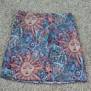 Source Unknown Sun and Swirl Patterned Pencil Skirt